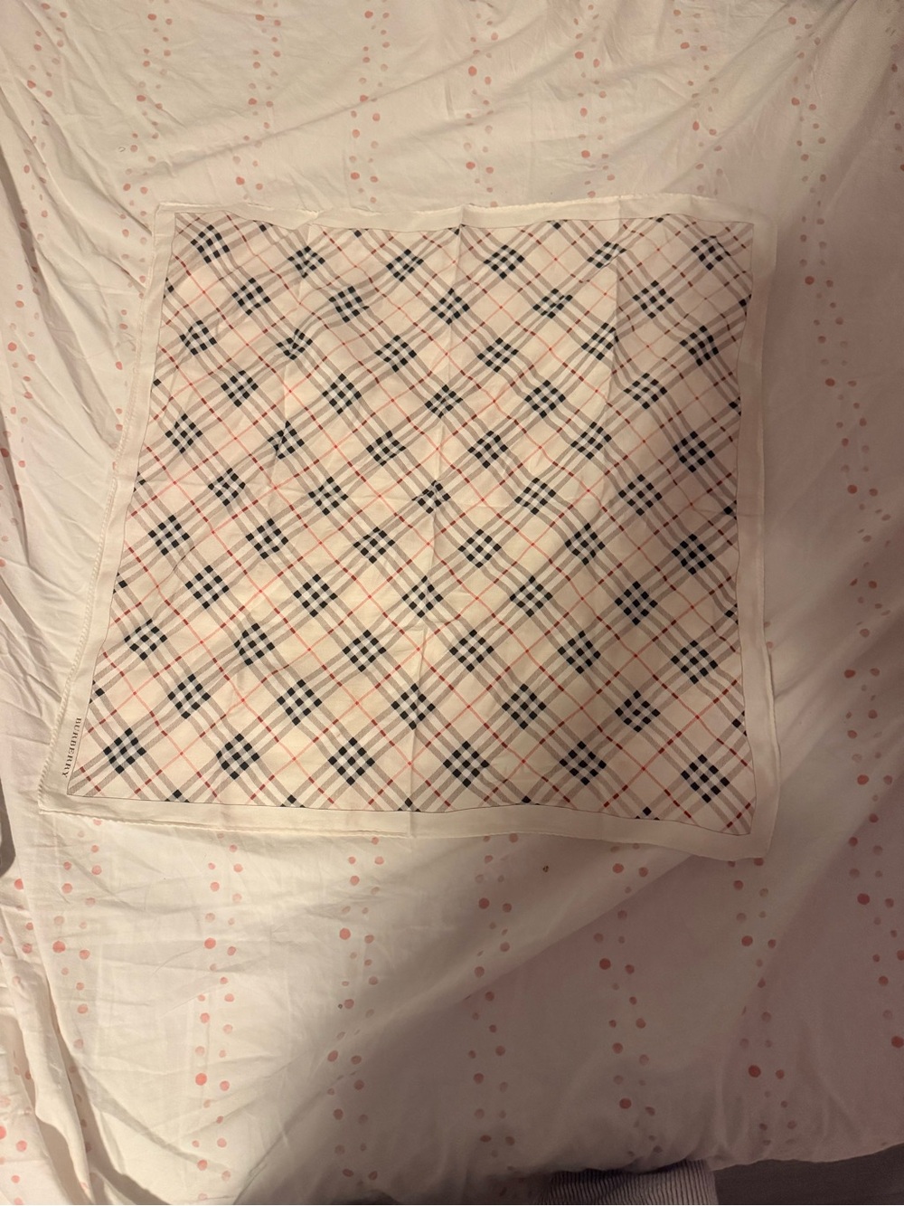 Vintage Burberry Cream Plaid handkerchief/ bandana